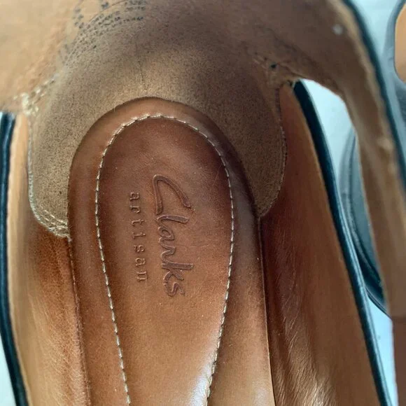 Clarks Artisan Clarene Tide Black Leather Ankle Strap Platform Wedges - Size 6.5 - Picture 5 of 16